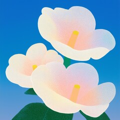 Delicate White Flowers Set Beautifully Against a Bright Blue Sky in a Sublime Composition