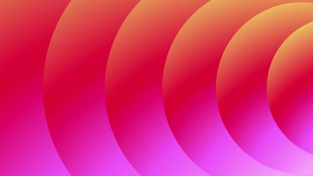 Vibrant pink red orange gradient shapes abstract rings circles looping video animation background.