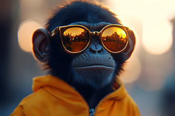 Cooler Affe mit Sonnenbrille