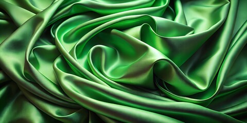 Obraz premium Luxurious green drapery silk fabric texture background