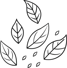 Large leaves gently falling for kids to color and enjoy
