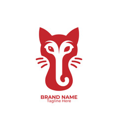 Unique  cute fox logo for 
 company design, emblem, illustration in a minimalist style