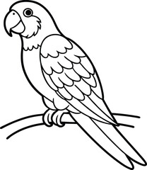 Bright parrot perched on branch with lush leaves and vibrant colors perfect for kids to explore their creativity

