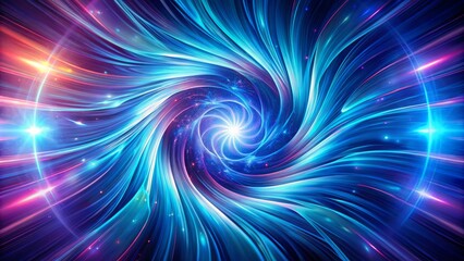 Obraz premium Vibrant swirls of iridescent blues and purples radiate from a central core, evoking a sense of intense energy and futuristic technology in a mesmerizing abstract background.