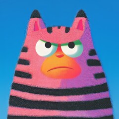Fototapeta premium An Angry Cartoon Character Designed with Distinctive Stripes and Bright, Vibrant Colors