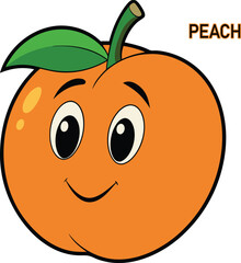 peach fruits cartoon vector art illustration design
