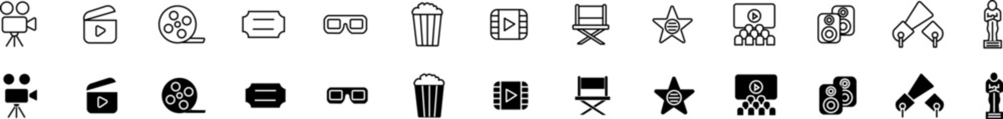Cinema linear icons set. Cinema vector thin line eps 10