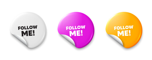 Follow me tag. Price tag sticker with offer message. Special offer sign. Super offer symbol. Sticker tag banners. Discount label badge. Vector