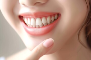 Fototapeta premium Close up of young attractive woman with beautiful smiling and white teeth : Generative AI
