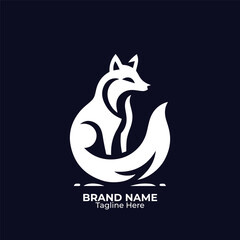 Unique  cute fox logo for 
 company design, emblem, illustration in a minimalist style