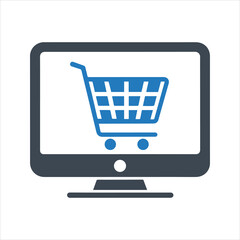 Online shopping icon. Shopping list. Supermarket trolley. Add to basket icon