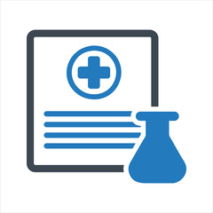 Obraz premium Clinical analysis result icon, lab blood test, medicine report, medical check-up, health check icon
