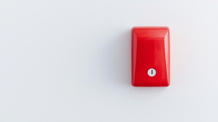 Detailed shot of a red fire alarm switch with clear labeling, set against a white wall, ready to be activated in case of fire