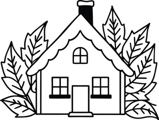 Delightful cottage with a charming thatched roof and a warm chimney for kids to fill with colors
