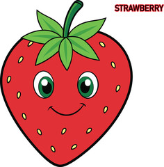 Obraz premium strawberry fruits cartoon vector art illustration design