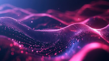 Abstract Pink and Blue Glittering Waves