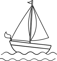 Color a tiny sailboat sailing smoothly on the ocean as the wind fills its colorful sail
