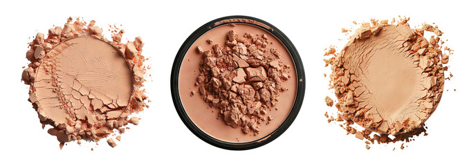 Face powder makeup set isolated on transparent background