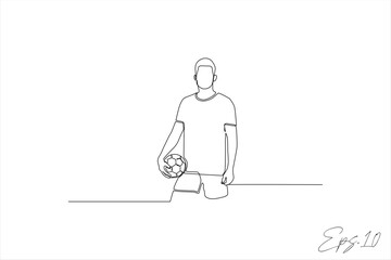 continuous line vector illustration of a man playing ball