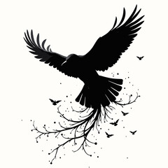 Naklejka premium Group of bird flying together silhouette vector 