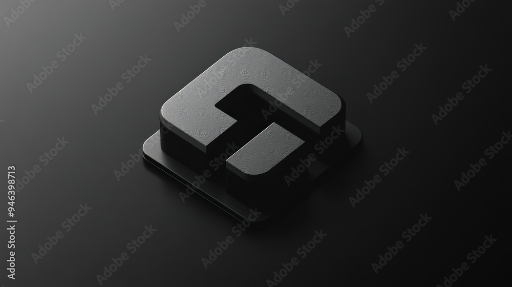 Poster 3d render of a black square with a cutout