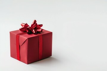 Obraz premium Red Gift Box with Ribbon on White Background