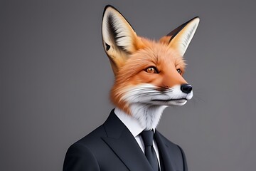 Fototapeta premium High-fashion fox in tailored Italian suit with stylish tie, showcasing luxury