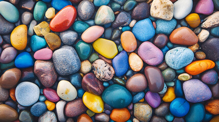 Multicolored sea polished stones background