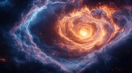 Cosmic Nebula with swirling fire and ice