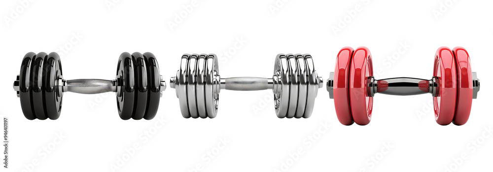 Wall mural adjustable dumbbells set isolated on transparent background