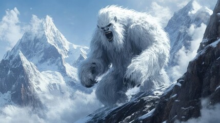 A Yeti Roars on a Snowy Mountaintop