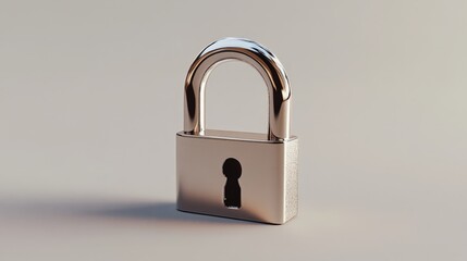 Naklejka premium A close-up of a metallic lock on a plain, neutral background, highlighting the strength and simplicity of secure design.