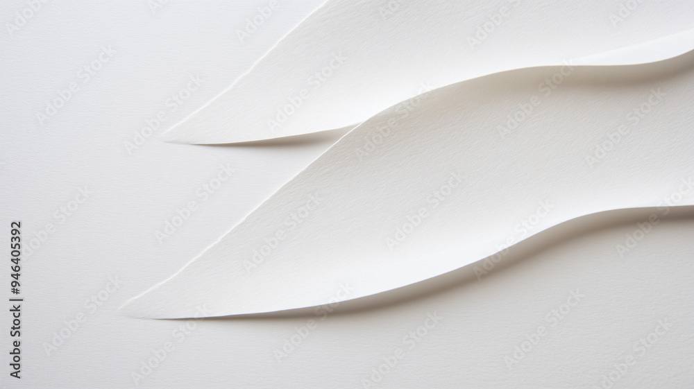 Wall mural Minimalist white paper texture with a gentle uniform surface and curved shapes