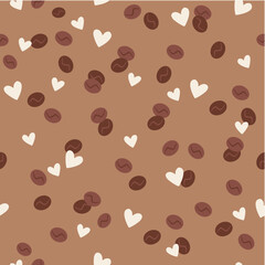 pattern background coffee beans and hearts icons