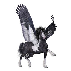 3D winged spotted horse illustration © deviney designs