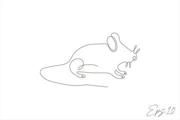 continuous line vector illustration of rat animal