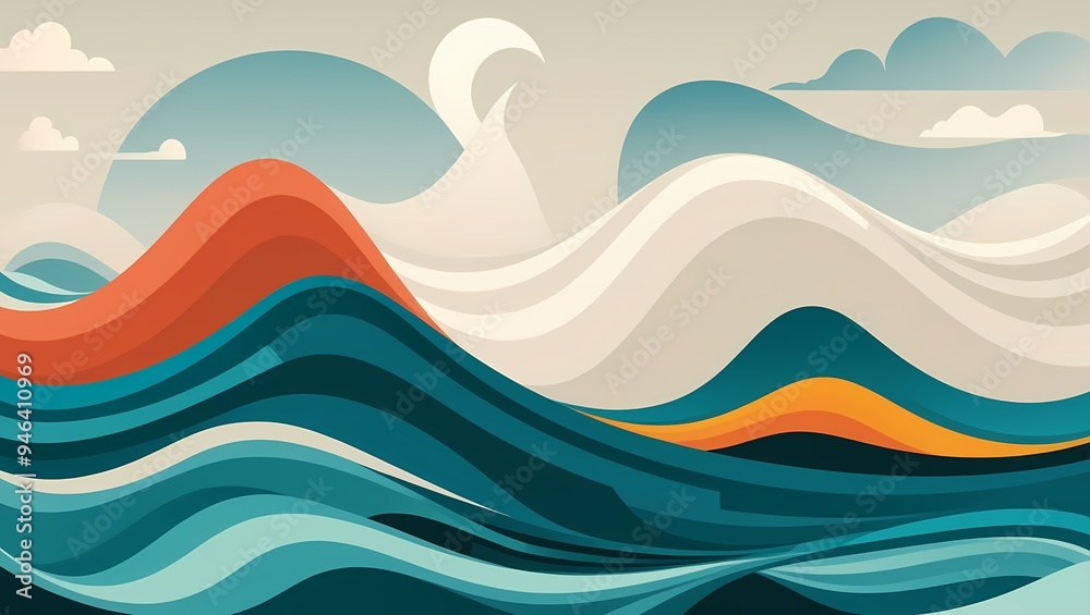 Wall mural abstract waves background