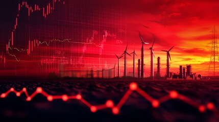 Infographic showing financial data trends in the fuel market and energy sector, highlighting price fluctuations