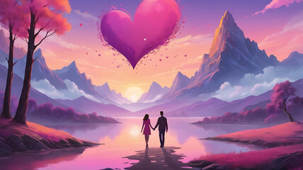 Romantic couple illustration background design