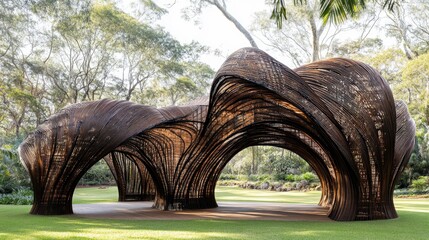 Modern Architectural Structure in a Lush Garden