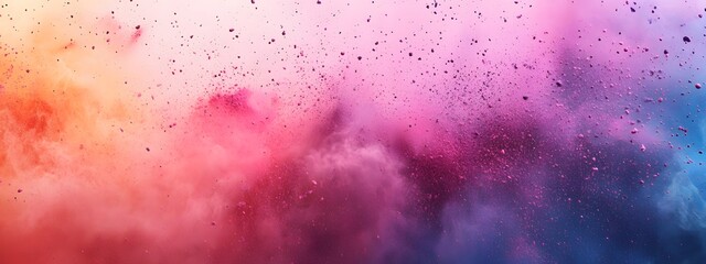 Fototapeta premium Colorful powder explosion on a pastel background, a Holi festival concept. High-speed shutter, action shot, isolated on a blue studio backdrop