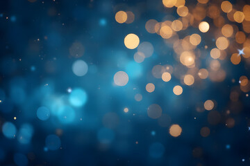 Blue and Gold Abstract background and bokeh on New Year's Eve