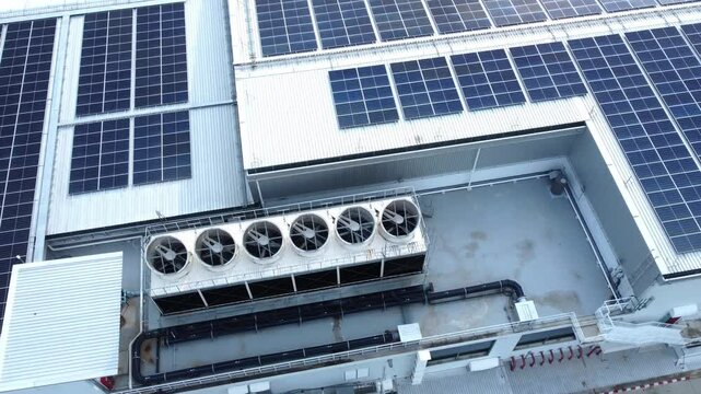 Solar Panels Installed on Building Roofs to Generate Electricity and Reduce Costs, Sustainable Energy Solution, Sunlight-Powered Electricity, Renewable Energy Technology, Eco-Friendly Power, Green Bui