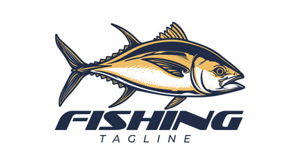hand drawn tuna logo design for fishing company brand business