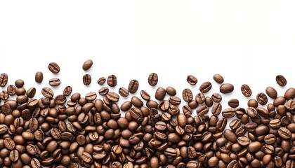 Obraz premium A collection of roasted coffee beans arranged on a white background.