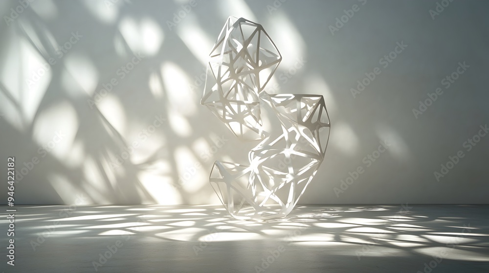 Poster enchanting visual composition of luminous geometric shapes and patterns casting intricate shadows cr