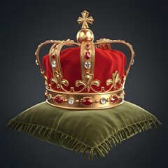 3d golden crown isolated on dark background