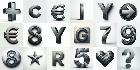 Brushed charcoal Lettering Typeface. AI generated illustration