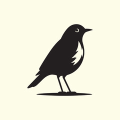 Obraz premium Black Silhouette of an American Robin Bird - Vector Illustration with Transparent Background