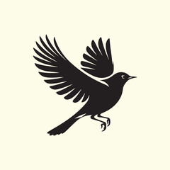 Black Silhouette of an American Robin Bird - Vector 
Illustration with Transparent Background